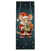 Merry Christmas Schattige Mouse Wijn Cadeautas (Achterkant)