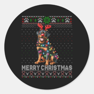 Merry Christmas Schattige Rottweiler Hondenliefheb Ronde Sticker