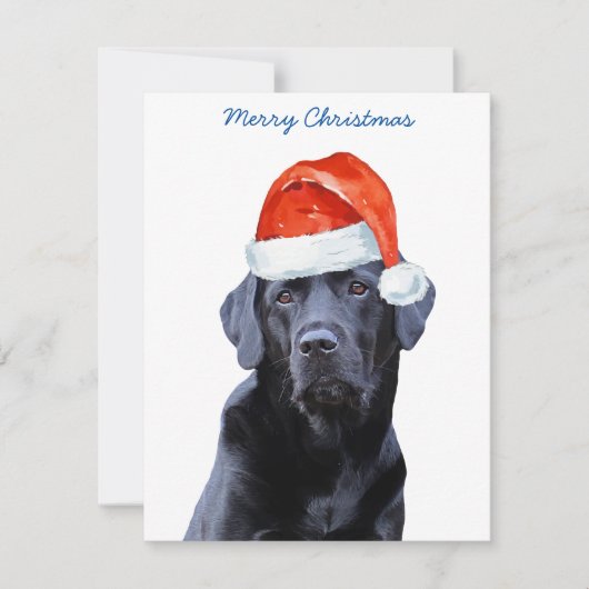 Merry Christmas Schattige Santa Dog Black Labrador Feestdagenkaart (Voorkant)