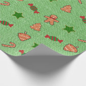 Merry Christmas Schattige Snoep Sokken Groene Ster Cadeaupapier (Hoek)