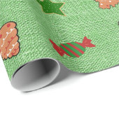 Merry Christmas Schattige Snoep Sokken Groene Ster Cadeaupapier (Rol Hoek)