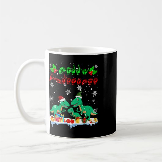 Merry Christmas Schattige Xmas T-rex ASL Gebarenta Koffiemok (Links)