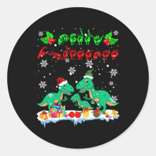 Merry Christmas Schattige Xmas T-rex ASL Gebarenta Ronde Sticker