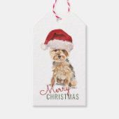 Merry Christmas Schattige Yorkshire Terrier Aangep Cadeaulabel (Voorkant)