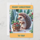 MERRY CHRISTMAS Schattigee Hedgehog Flat Holiday K Feestdagenkaart (Voorkant)