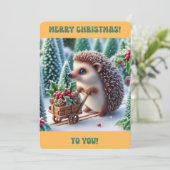 MERRY CHRISTMAS Schattigee Hedgehog Flat Holiday K Feestdagenkaart (Staand voorkant)