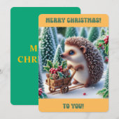MERRY CHRISTMAS Schattigee Hedgehog Flat Holiday K Feestdagenkaart (Voorkant / Achterkant)