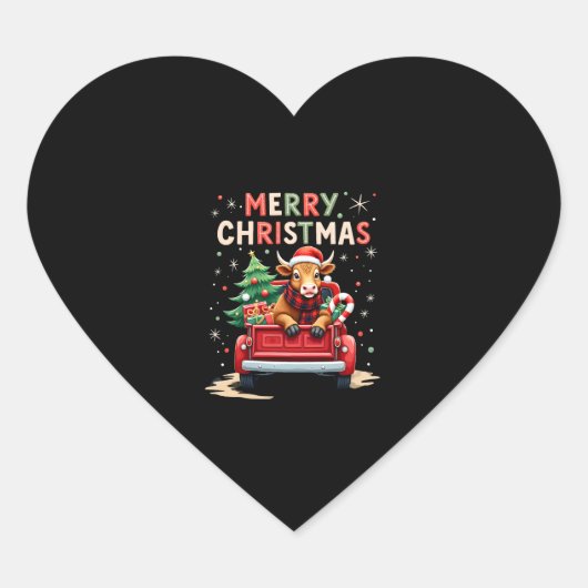 Merry Christmas Scottish Highland Cow Xmas Farm An Hart Sticker (Voorkant)