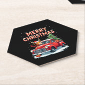 Merry Christmas Scottish Highland Cow Xmas Farm An Kartonnen Onderzetters (Schuin)