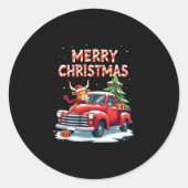Merry Christmas Scottish Highland Cow Xmas Farm An Ronde Sticker (Voorkant)