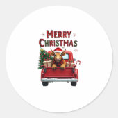 Merry Christmas Scottish Highland Cow Xmas Farm An Ronde Sticker (Voorkant)