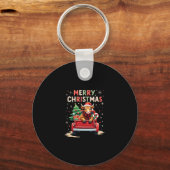 Merry Christmas Scottish Highland Cow Xmas Farm An Sleutelhanger (Voorkant)