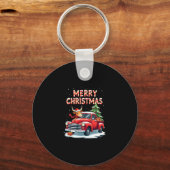 Merry Christmas Scottish Highland Cow Xmas Farm An Sleutelhanger (Voorkant)