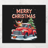 Merry Christmas Scottish Highland Cow Xmas Farm An Sparkling Wijnetiket (Enkel label)