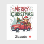 Merry Christmas Scottish Highland Cow Xmas Farm An Sticker (Vel)