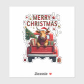 Merry Christmas Scottish Highland Cow Xmas Farm An Sticker (Vel)