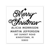 Merry Christmas Script 2 Namen Adres Zelfinktende Stempel (Design)