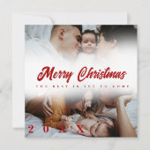 Merry Christmas Script 3 Collage Multi Photo Feestdagenkaart (Voorkant)