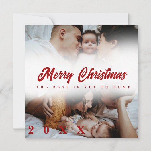 Merry Christmas Script 3 Collage Multi Photo Feestdagenkaart (Voorkant)