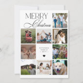 Merry Christmas script 9 photo collage Christmas Feestdagenkaart (Voorkant)