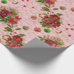 Merry Christmas Script Bauble Gold Roze Rose Rood Cadeaupapier<br><div class="desc">Fijne chemische Feestdagen florenceK</div>