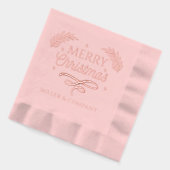 Merry Christmas Script Corporate Persoonlijke naam Folie Servetten (Links)