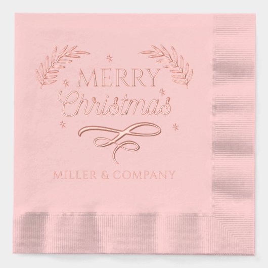 Merry Christmas Script Corporate Persoonlijke naam Folie Servetten (Voorkant)
