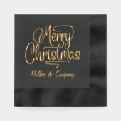 Merry Christmas Script Corporate Persoonlijke naam Folie Servetten (Voorkant)
