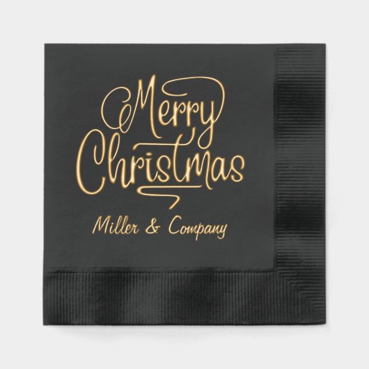 Merry Christmas Script Corporate Persoonlijke naam Folie Servetten (Voorkant)