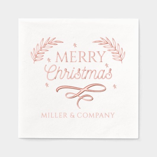 Merry Christmas Script Corporate Persoonlijke naam Folie Servetten (Voorkant)