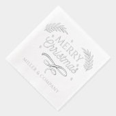 Merry Christmas Script Corporate Persoonlijke naam Folie Servetten (Rechts)