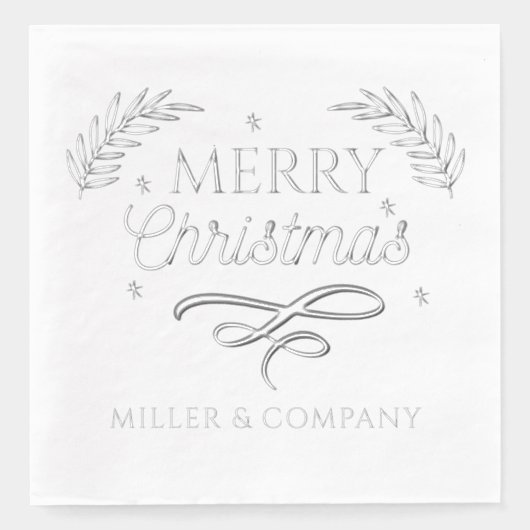 Merry Christmas Script Corporate Persoonlijke naam Folie Servetten (Voorkant)