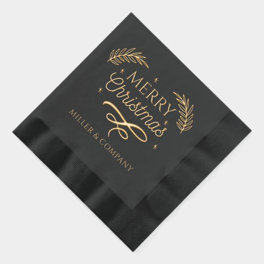 Merry Christmas Script Corporate Persoonlijke naam Folie Servetten (Rechts)