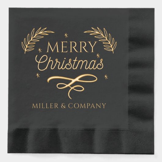 Merry Christmas Script Corporate Persoonlijke naam Folie Servetten (Voorkant)