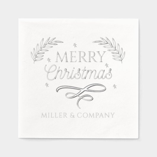 Merry Christmas Script Corporate Persoonlijke naam Folie Servetten (Voorkant)