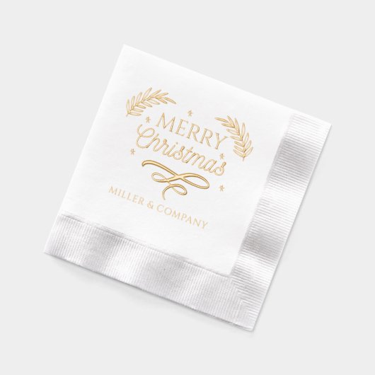 Merry Christmas Script Corporate Persoonlijke naam Folie Servetten (Links)