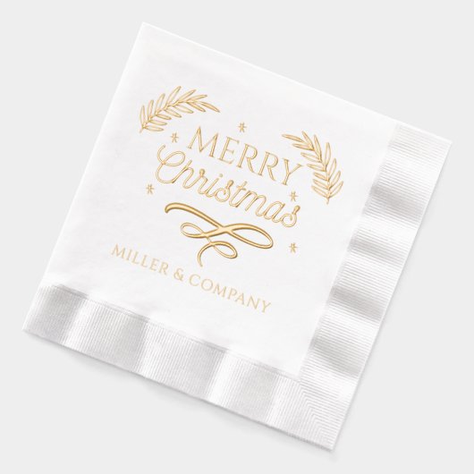 Merry Christmas Script Corporate Persoonlijke naam Folie Servetten (Links)