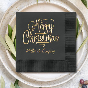 Merry Christmas Script Corporate Persoonlijke naam Folie Servetten