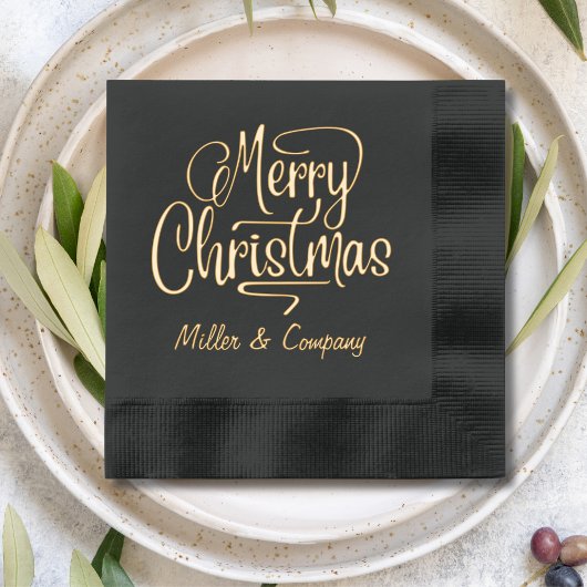 Merry Christmas Script Corporate Persoonlijke naam Folie Servetten