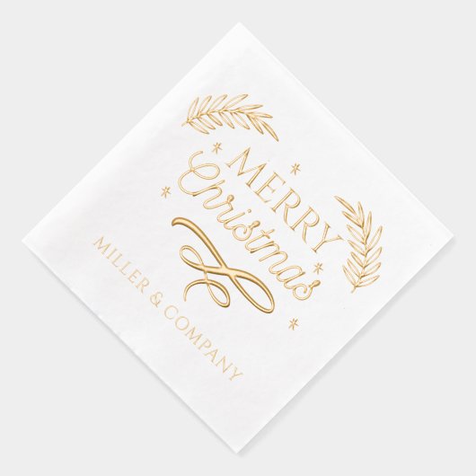 Merry Christmas Script Corporate Persoonlijke naam Folie Servetten (Rechts)