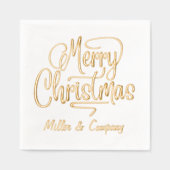 Merry Christmas Script Corporate Persoonlijke naam Folie Servetten (Voorkant)