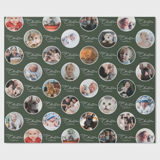 Merry Christmas Script Custom Text 28 Photo Cadeaupapier (Vlak)