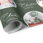 Merry Christmas Script Custom Text 28 Photo Cadeaupapier (Rol Hoek)