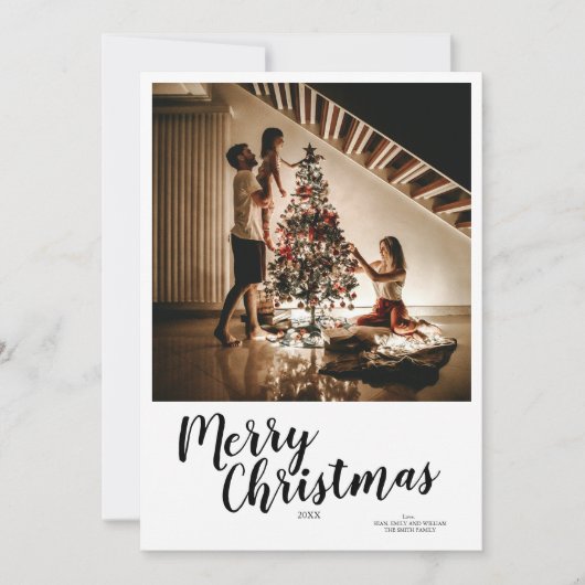 Merry Christmas Script Custom Trees Card Feestdagenkaart (Voorkant)