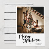Merry Christmas Script Custom Trees Card Feestdagenkaart (Voorkant / Achterkant)