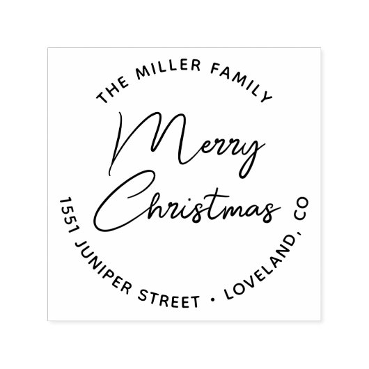 Merry Christmas Script Eenvoudig retouradres Zelfinktende Stempel (Design)