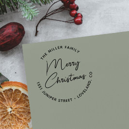 Merry Christmas Script Eenvoudig retouradres Zelfinktende Stempel
