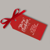 Merry Christmas Script Eenvoudig rood Aangepast Cadeaulabel
