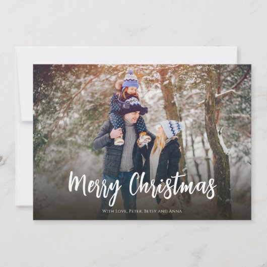 Merry Christmas Script Eenvoudig Zacht Vignette Li Feestdagenkaart (Voorkant)