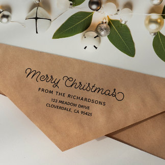 Merry Christmas Script Familienaam Retouradres Rubberstempel
